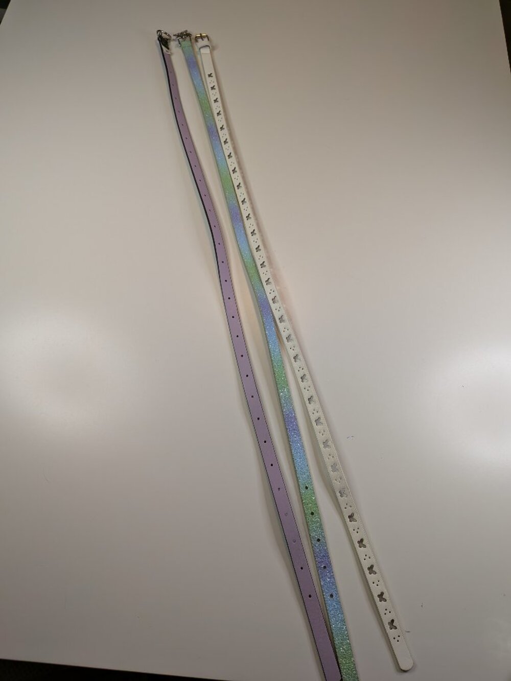 Target Girls Belt Lot Butterfly Glitter Pastel Fashion Belts 3 Pc Youth